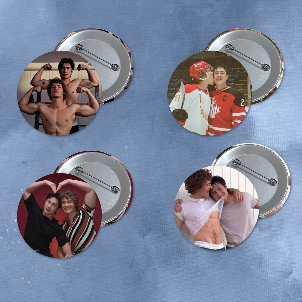 Hudson and Connor 1.5 inch Pinback Button 4 Pack Actor Pins Heated Rivalry